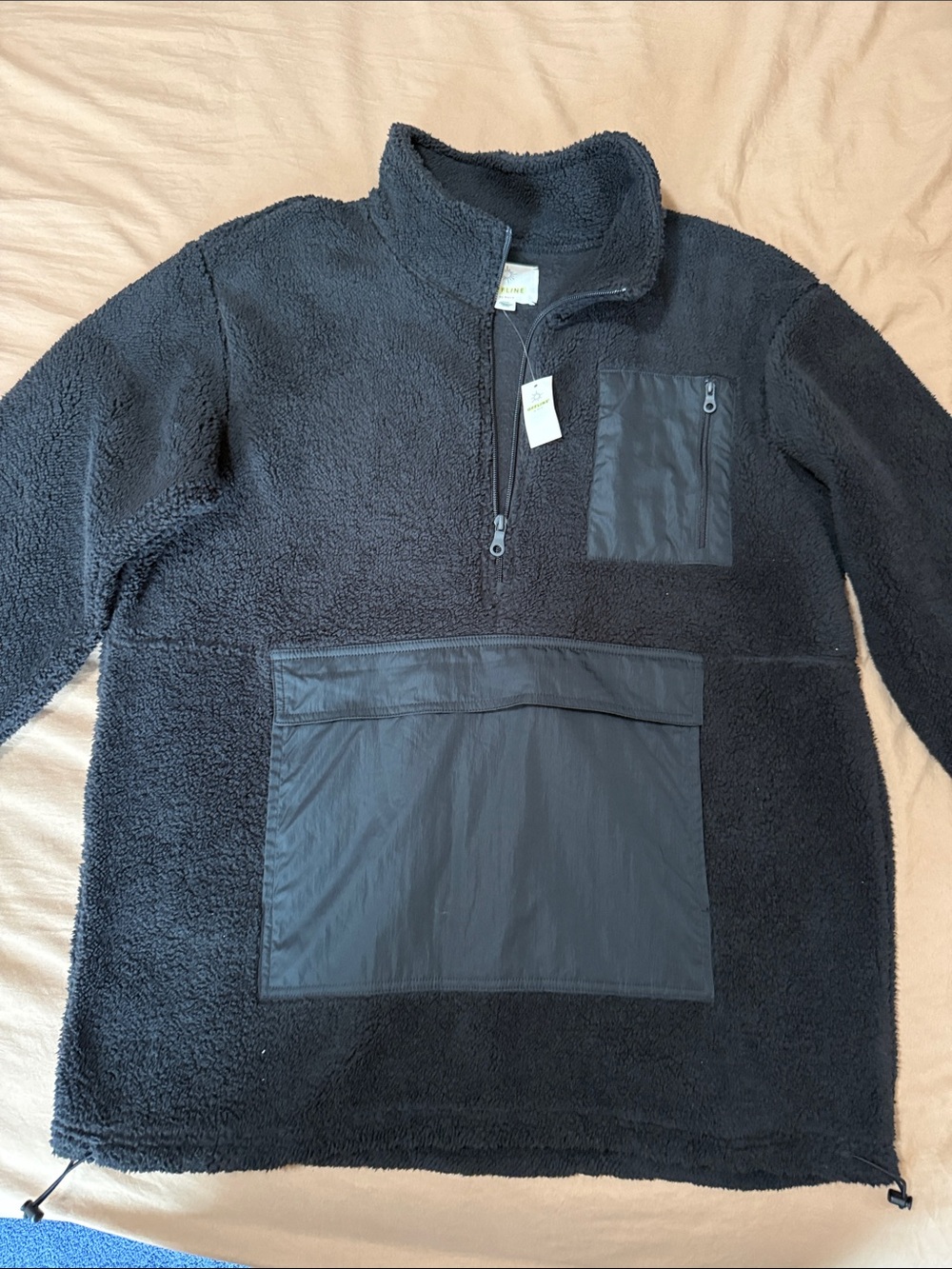 Women's Black Sherpa Half-Zip Pullover Hoodie